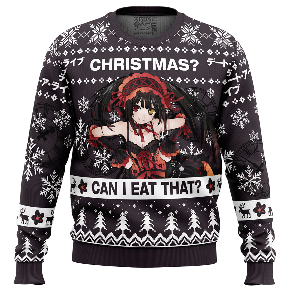 Christmas Can I Eat That Date A Live Ugly Christmas Sweater FRONT mockup