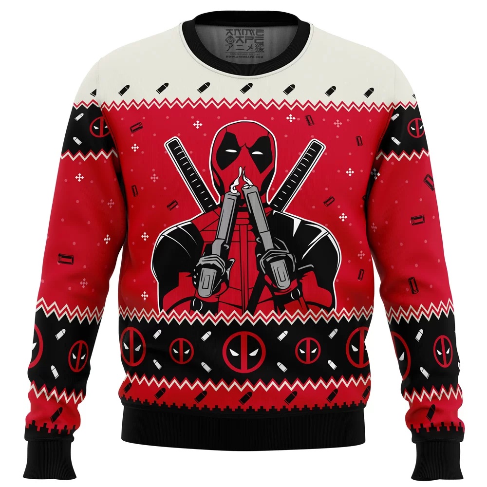 Christmas Deadpool Marvel Comics Ugly Christmas Sweater FRONT mockup