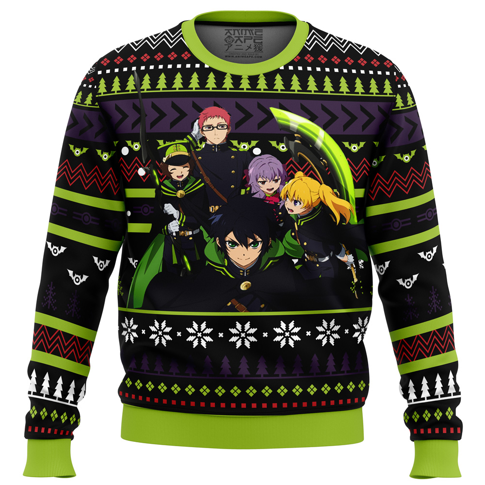 Christmas Demon Army Seraph of the End Ugly Christmas Sweater FRONT mockup