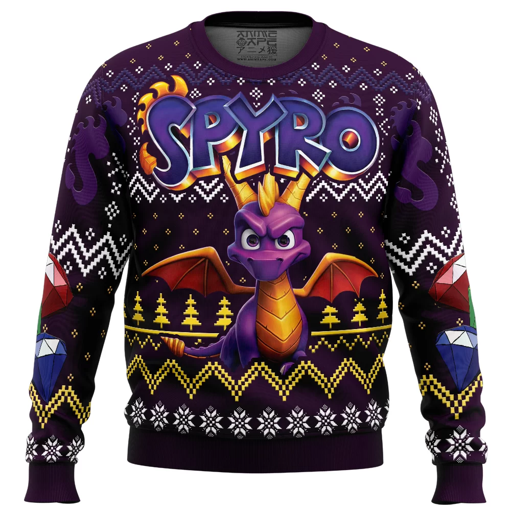 Christmas Dragon Spyro Ugly Christmas Sweater FRONT mockup