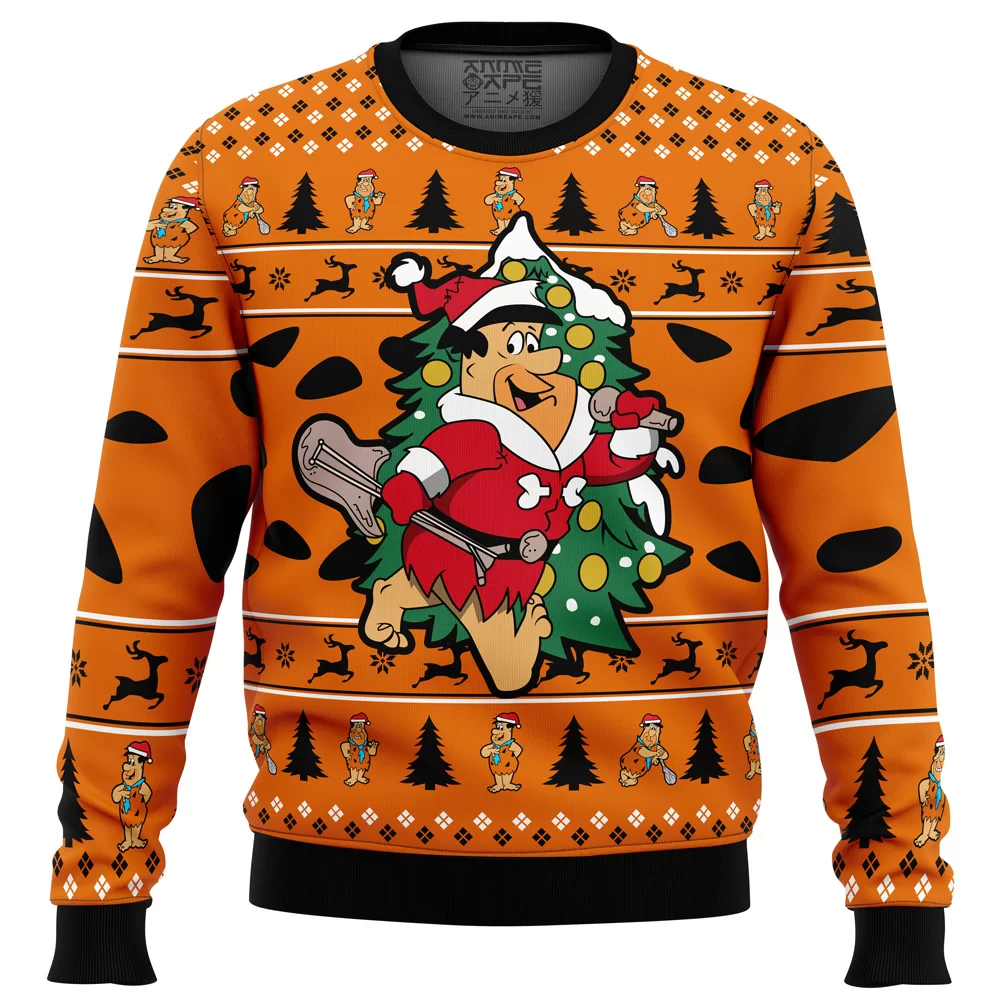 Christmas Fred The Flintstones Ugly Christmas Sweater FRONT mockup