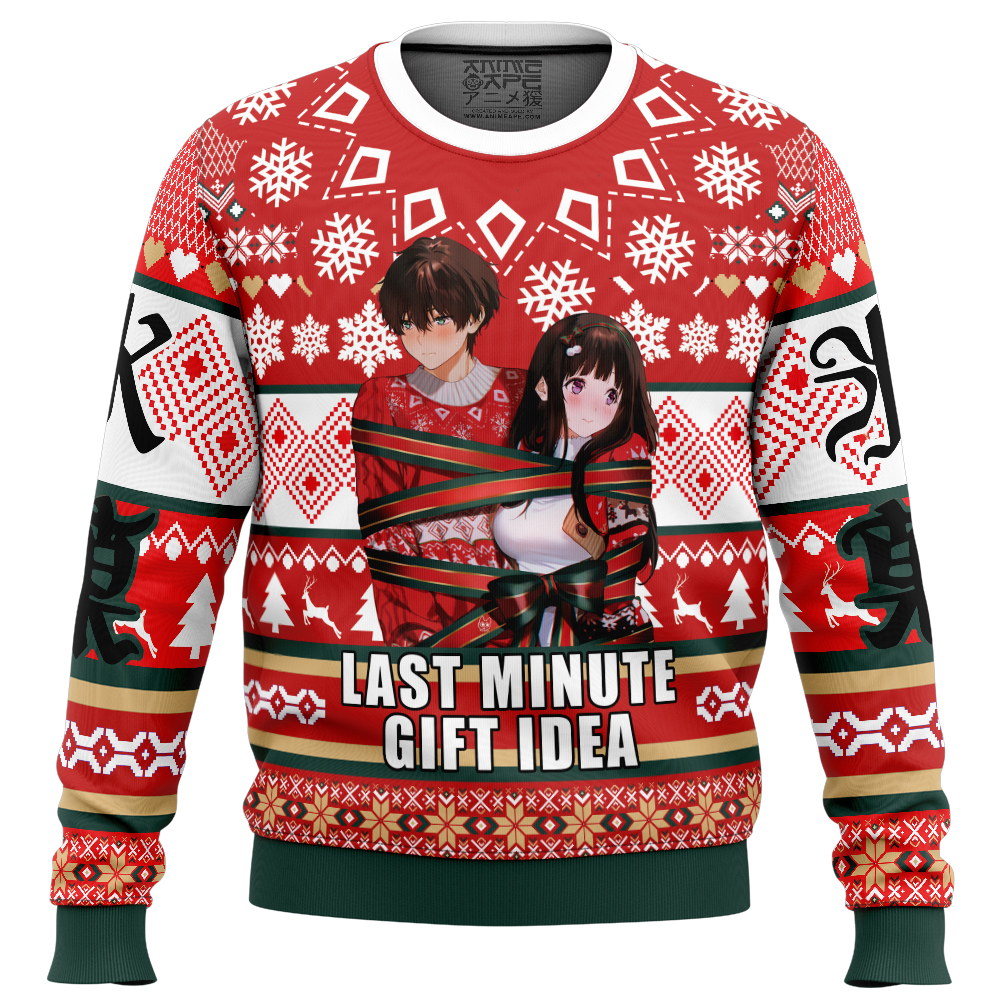 Christmas Gift Couple Hyouka Ugly Christmas Sweater FRONT mockup