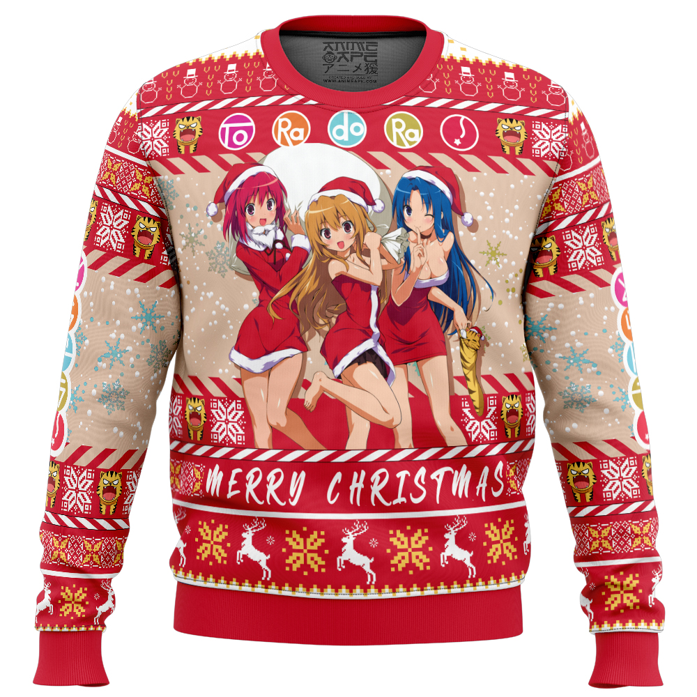 Christmas Girls Toradora Ugly Christmas Sweater FRONT mockup