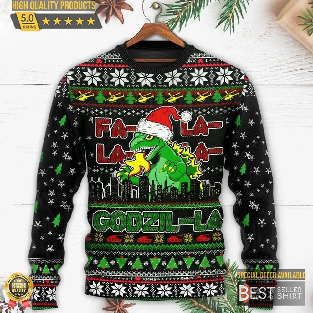 Christmas Godzila Falalalala Xmas Ugly Christmas Sweaters Funny Ugly Christmas Sweater 1