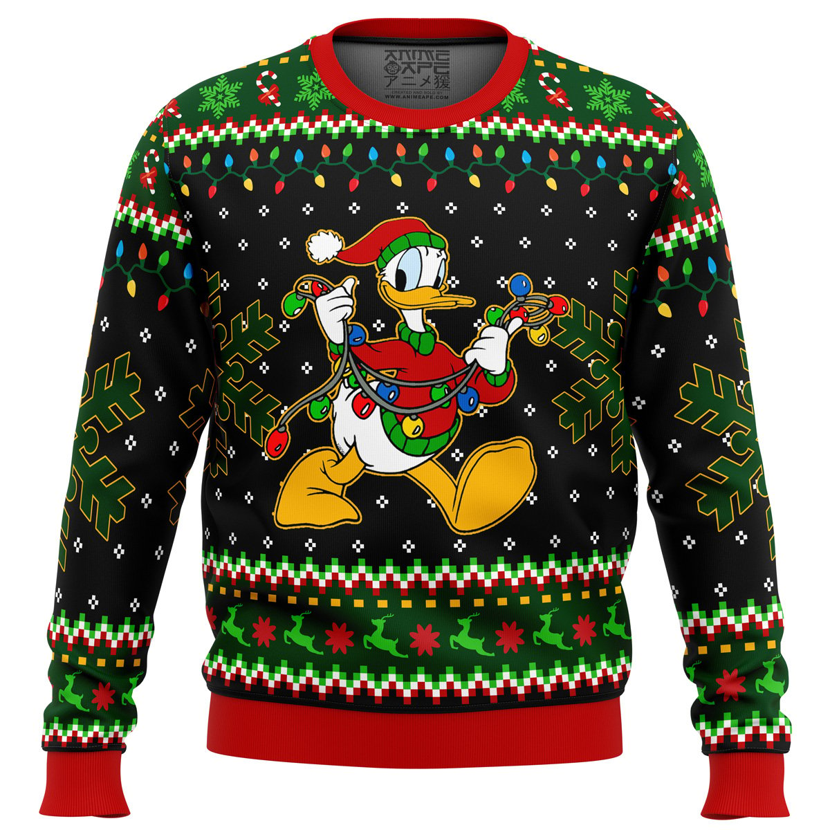 Christmas Lights Donald Duck men sweatshirt FRONT mockup