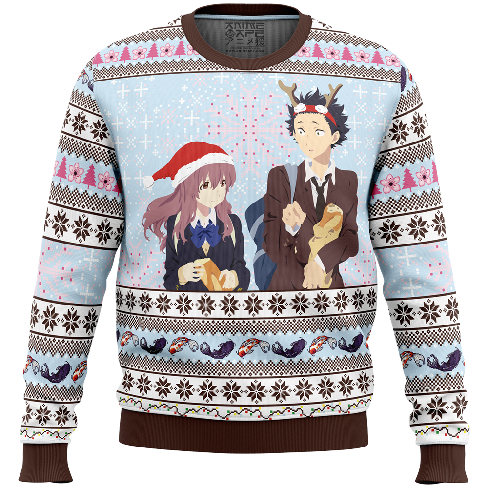 Christmas Love A Silent Voice Ugly Christmas Sweater FRONT mockup