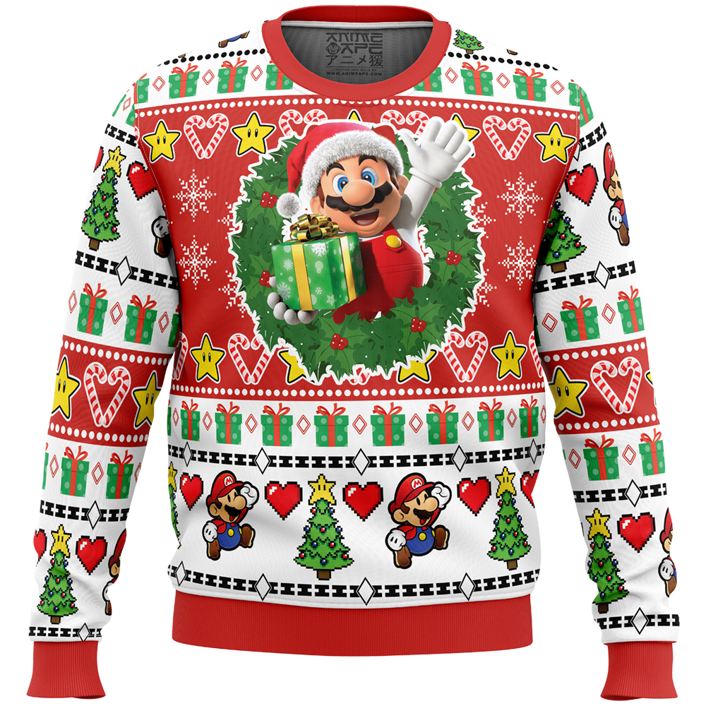 Christmas Mario Super Mario Ugly Christmas Sweater FRONT mockup