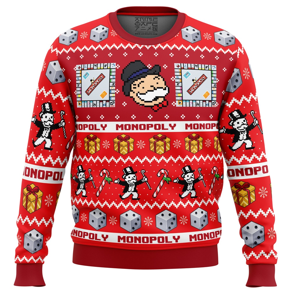 Christmas Monopoly DS PC Ugly Christmas Sweater front mockup