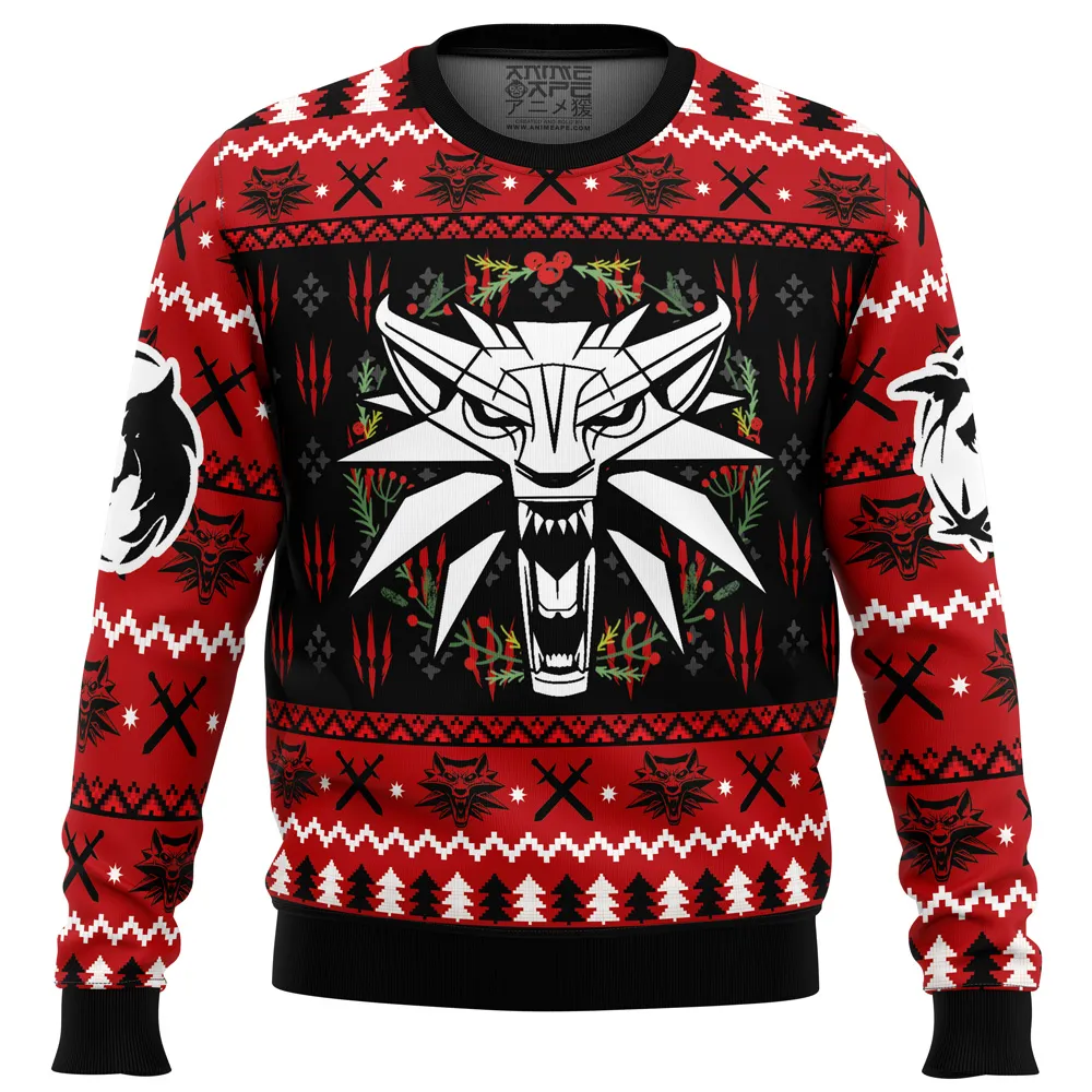 Christmas Monster The Witcher men sweatshirt FRONT mockup