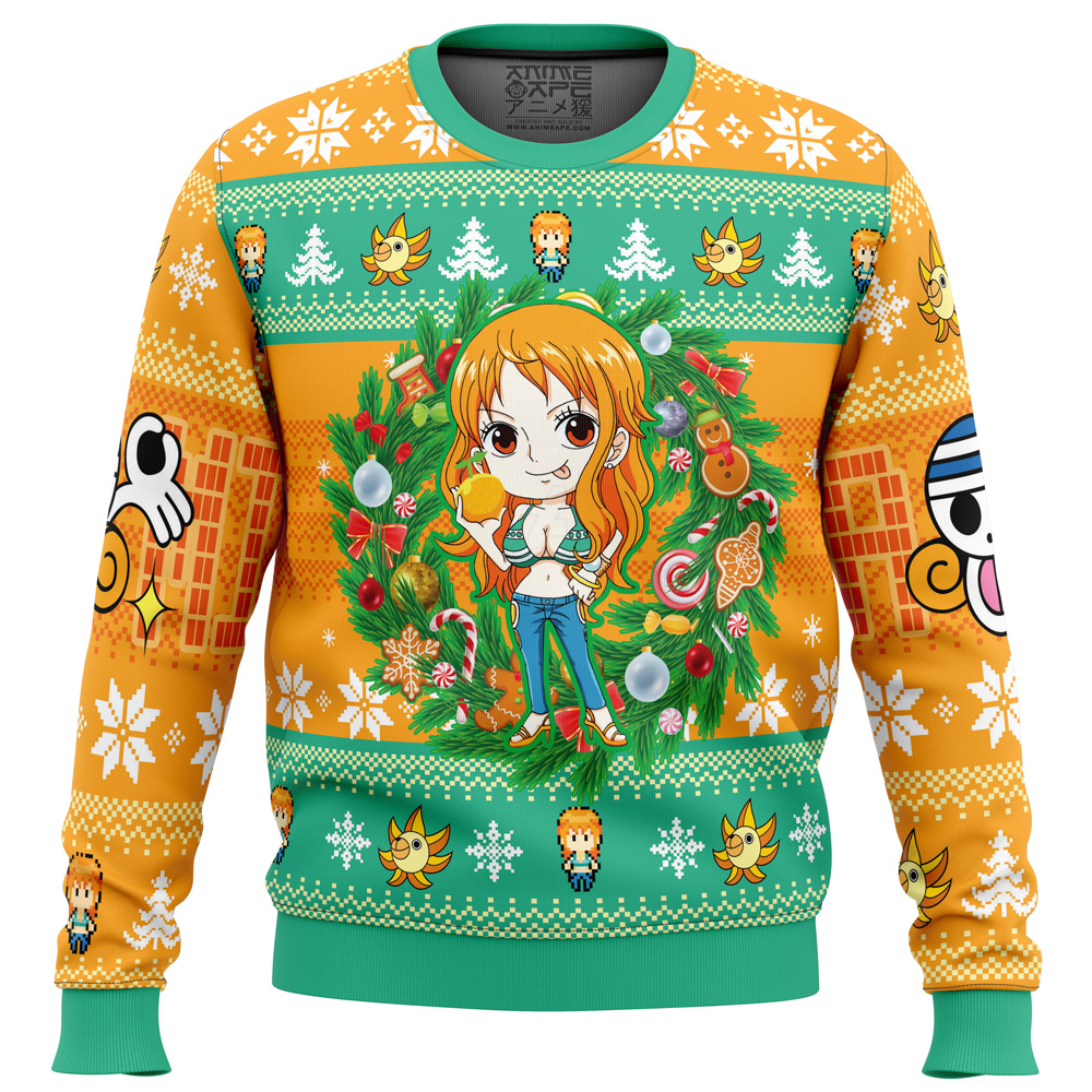 Christmas Nami One Piece men sweatshirt FRONT mockup