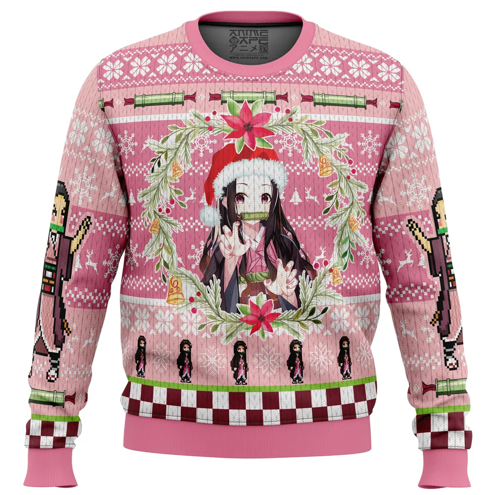 Christmas Nezuko Demon Slayer men sweatshirt FRONT mockup