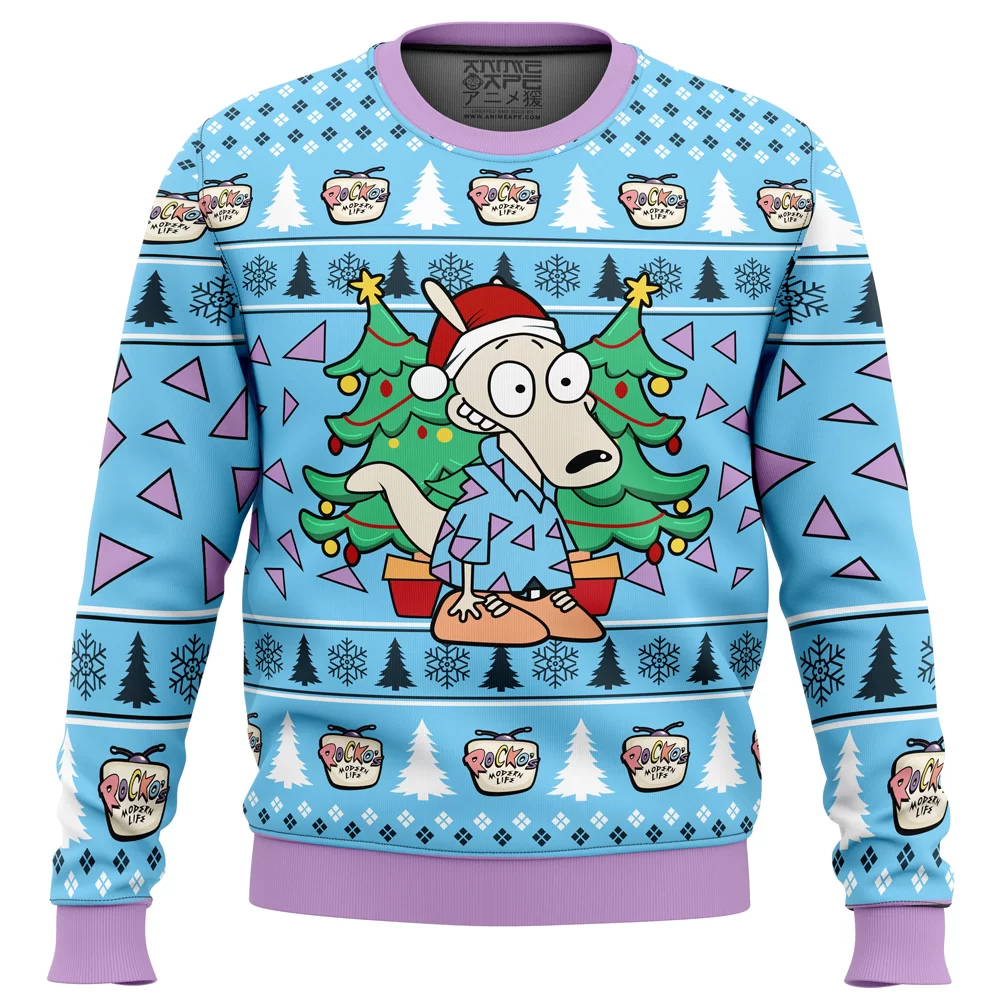 Christmas Rocko Rockos Modern Life Ugly Christmas Sweater FRONT mockup