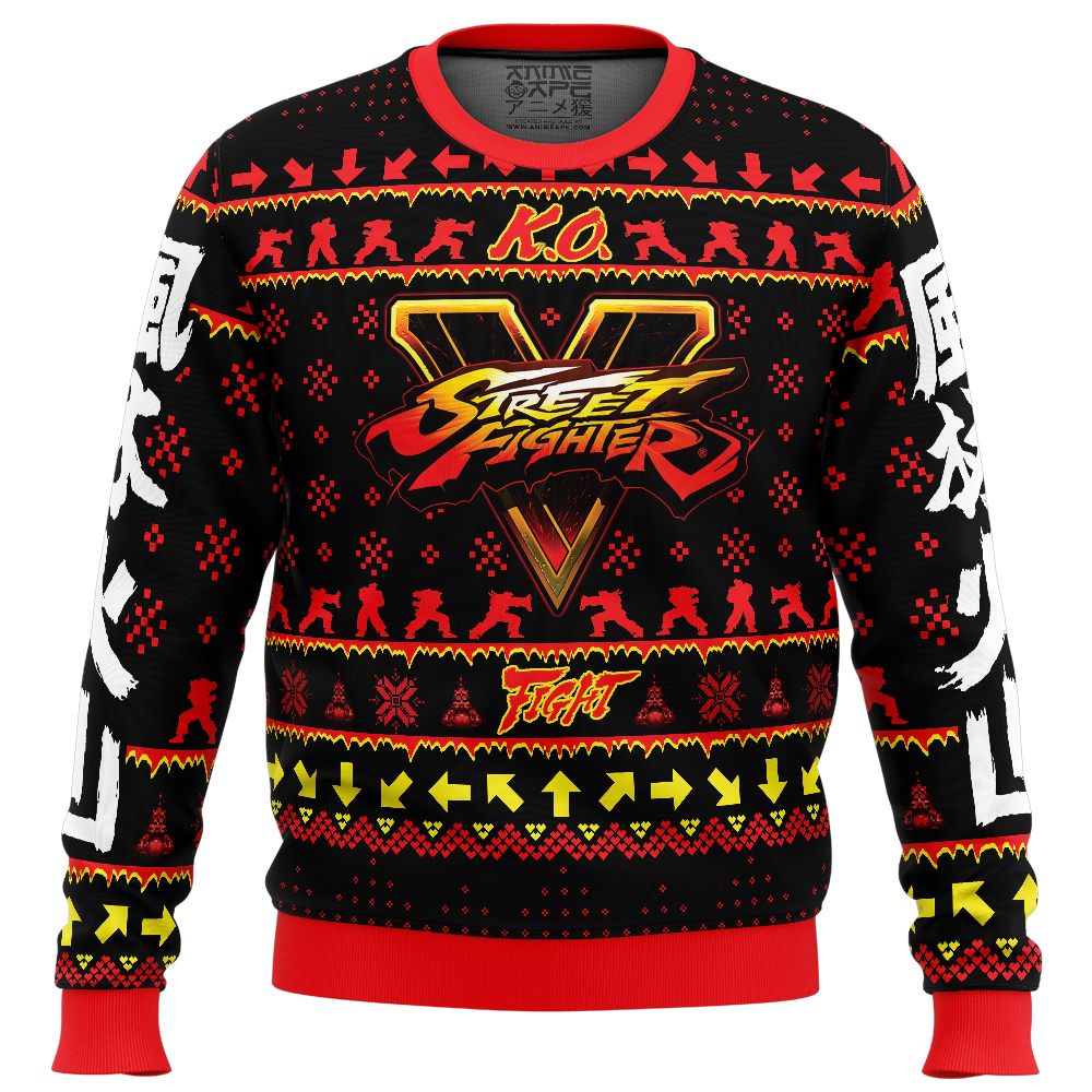 Christmas Ryu Street Fighter Ugly Christmas Sweater FRONT mockup