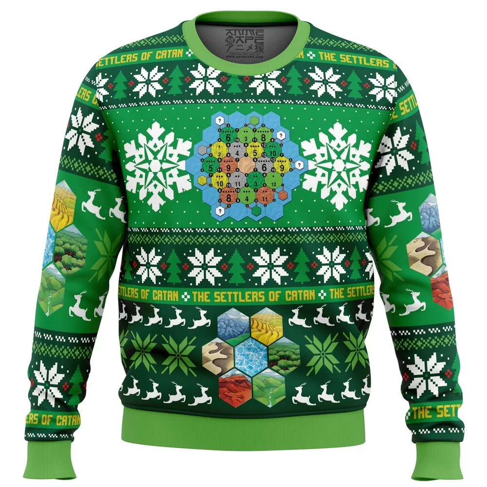 Christmas Settlers of Catan DS PC Ugly Christmas Sweater front mockup