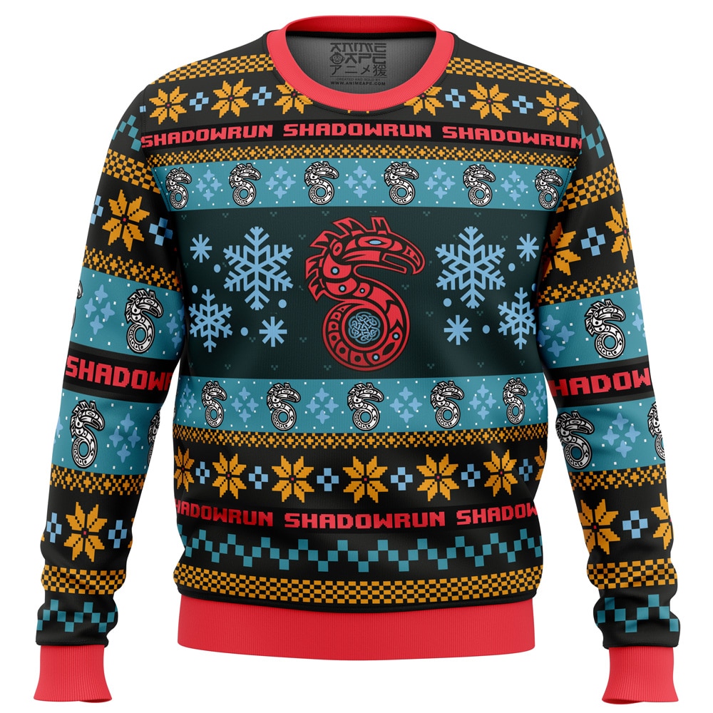 Christmas Shadowrun BG PC Ugly Christmas Sweater front mockup