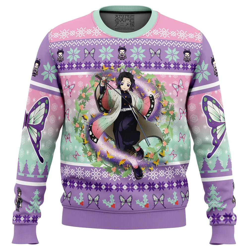 Christmas Shinobu Demon Slayer men sweatshirt FRONT mockup