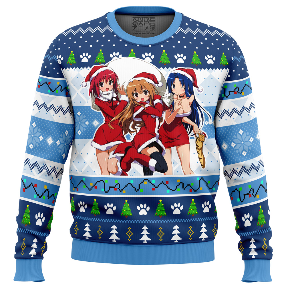 Christmas Taiga Minori and Ami Toradora Ugly Christmas Sweater FRONT mockup