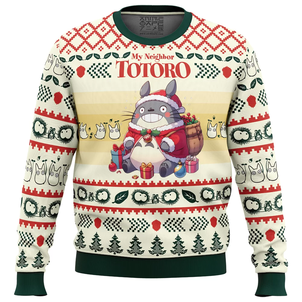 Christmas Totoro My Neighbor Totoro Ugly Christmas Sweater FRONT mockup 1