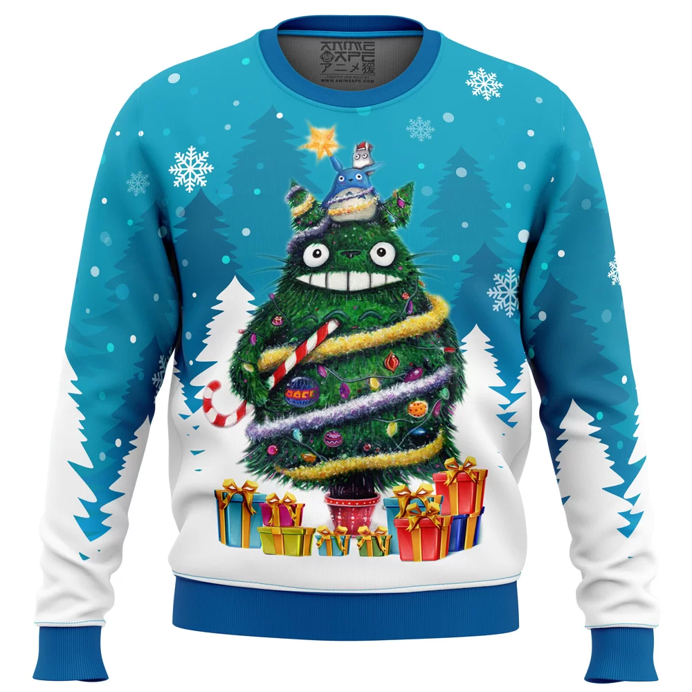 Christmas Totoro My Neighbor Totoro Ugly Christmas Sweater FRONT mockup