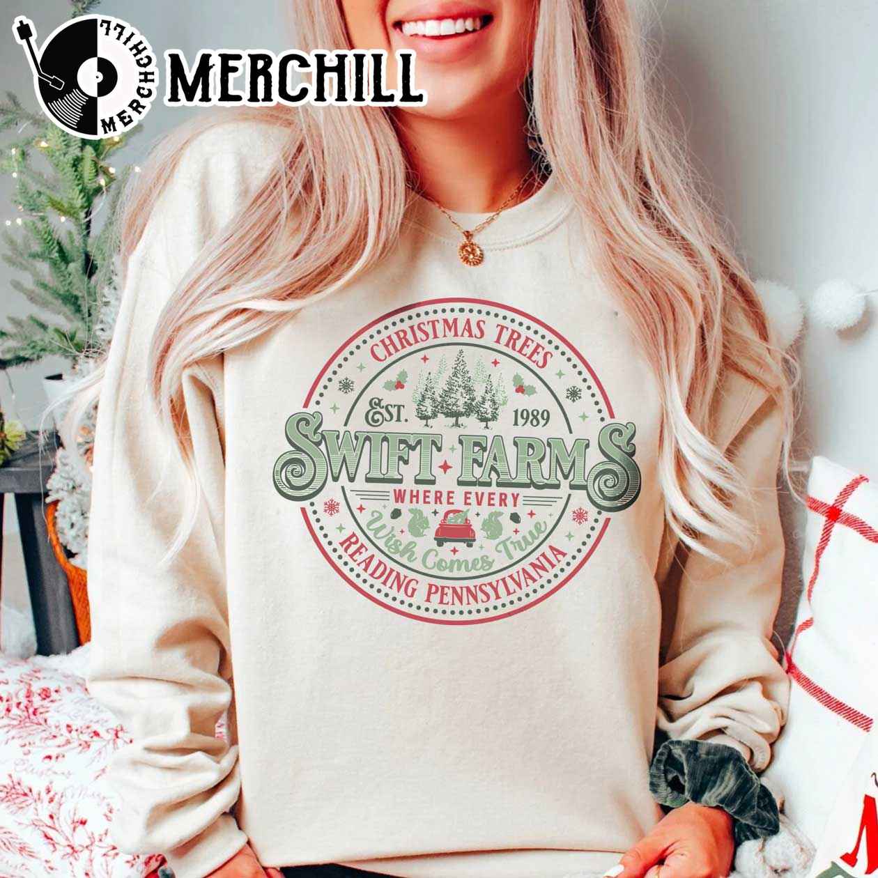 Christmas Tree Farm Sweatshirt Swiftie Christmas Tee 3