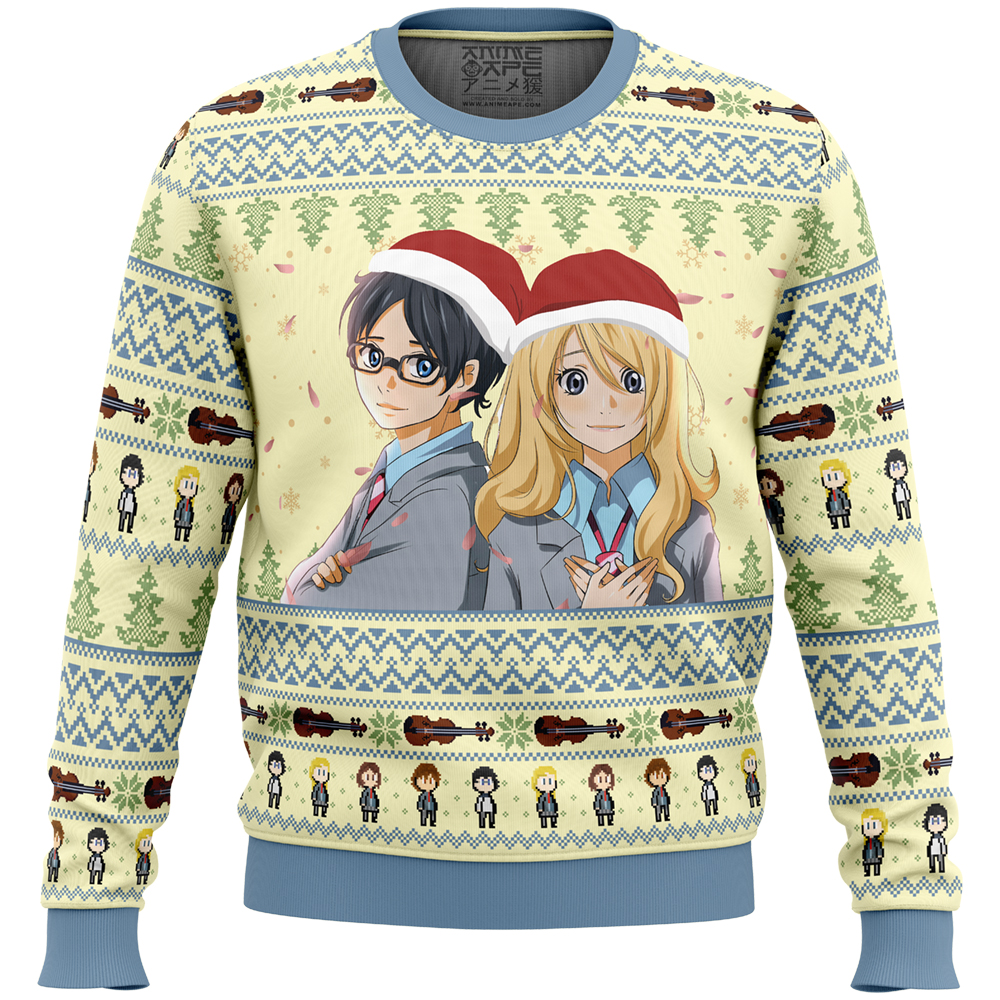 Christmas Your Lie in April Ugly Christmas Sweater FRONT mockup