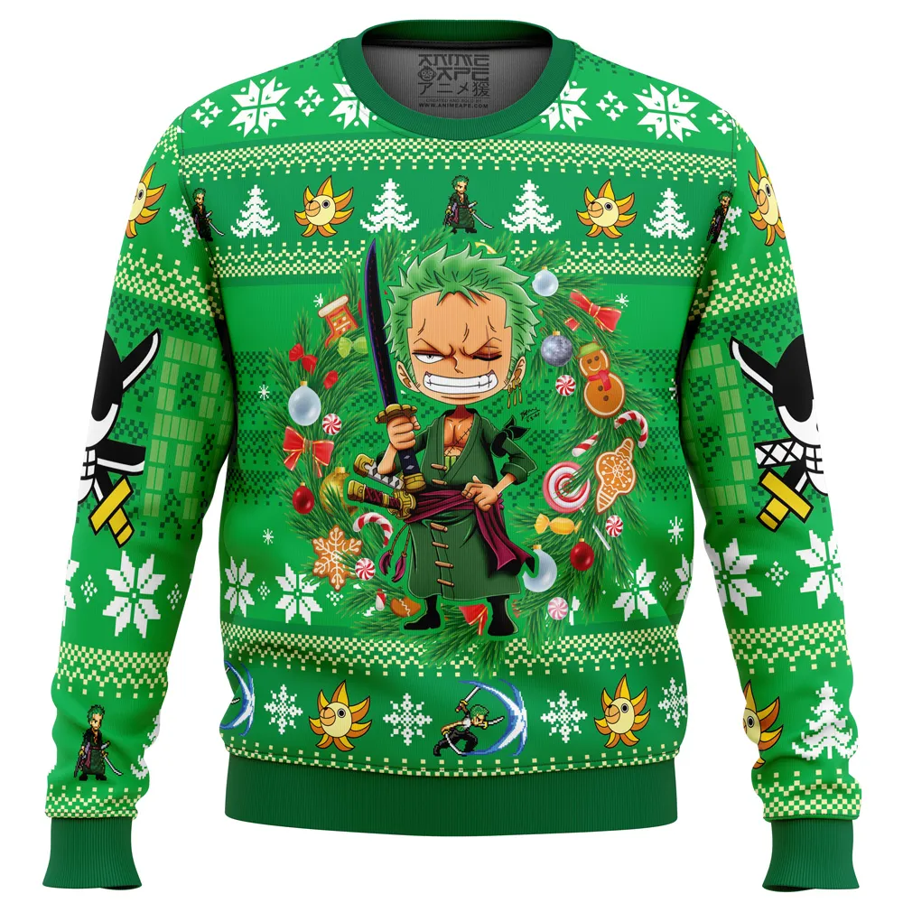 Christmas Zoro One Piece men sweatshirt FRONT mockup