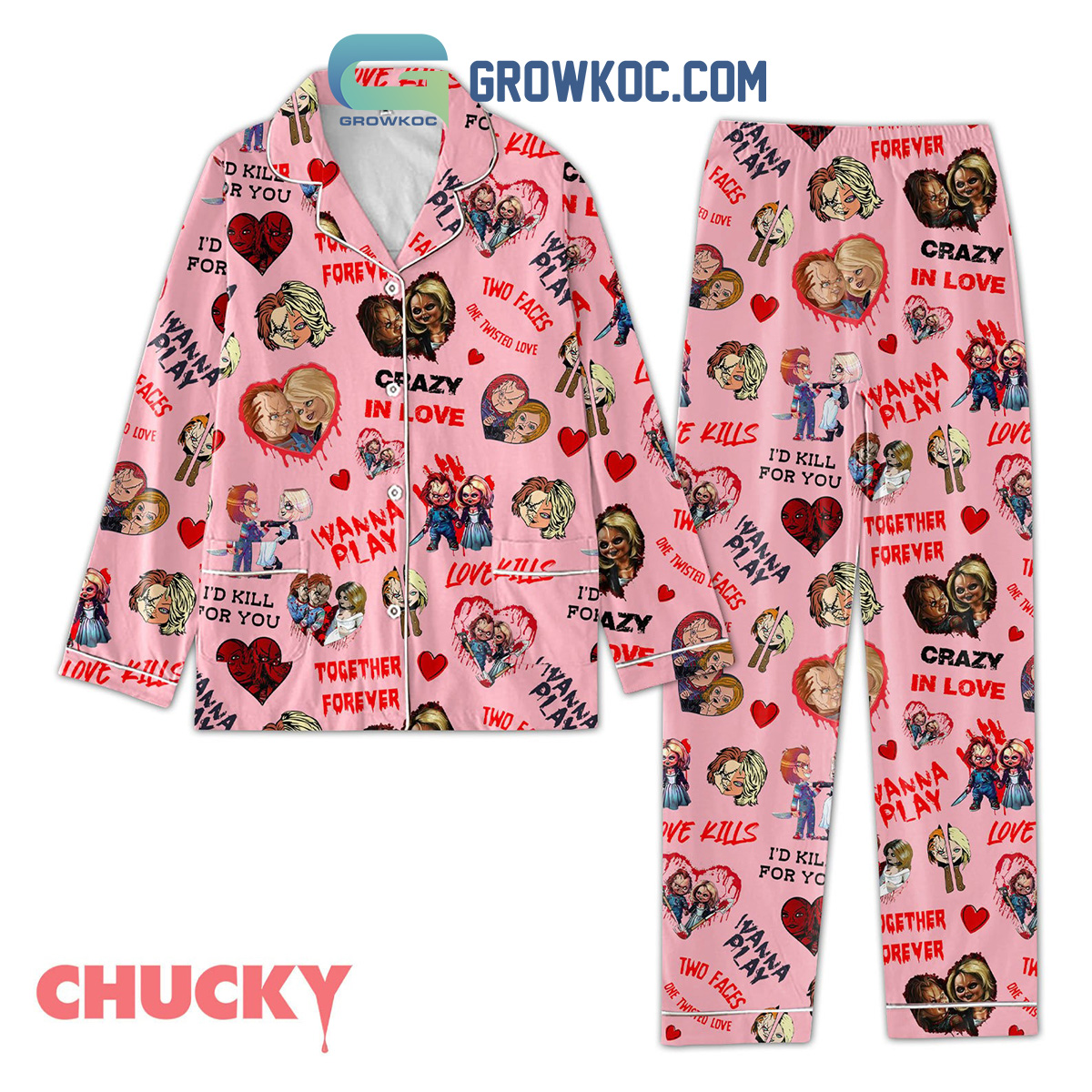 Chucky I Wanna Play Valentine Polyester Pajamas Set2B1 taEP6