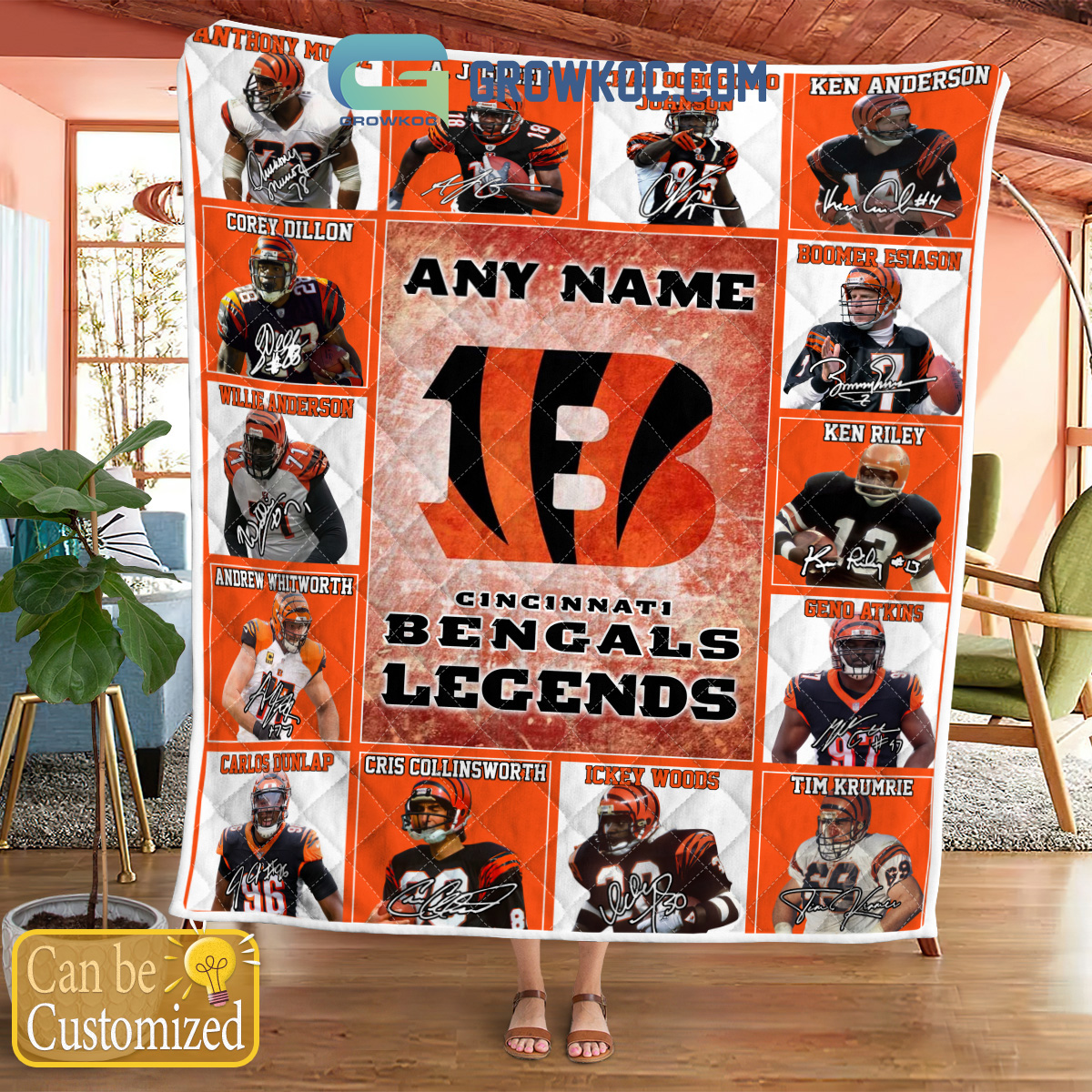 Cincinati Bengals NFL Legends In History Personalized Fleece Blanket Quilt2B1 BNarJ