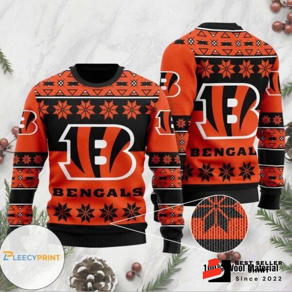 Cincinnati Bengals Logo Bengals Team Custom Xmas Gift Ugly Christmas Sweater Holiday 1