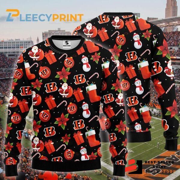 Cincinnati Bengals Logo Bengals Team Custom Xmas Gift Ugly Christmas Sweater Unisex Sweater 1