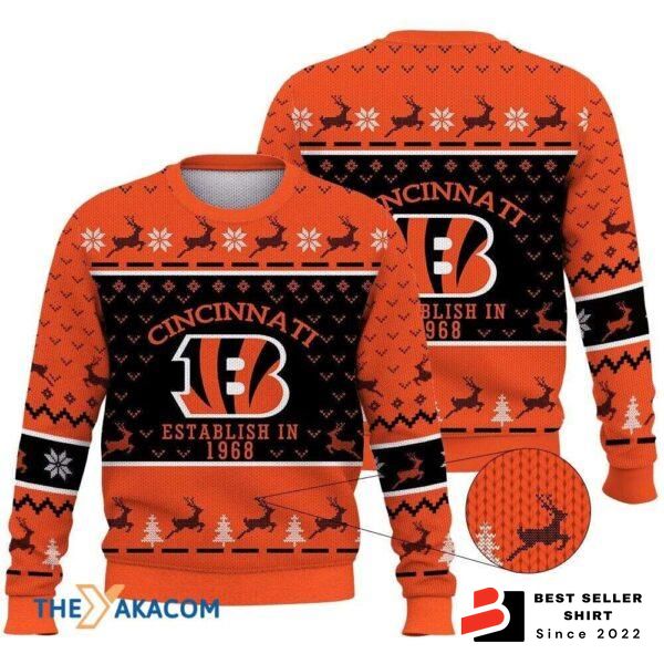 Cincinnati Bengals Logo Bengals Team Xmas Gift Custom Ugly Christmas Sweater Men 1