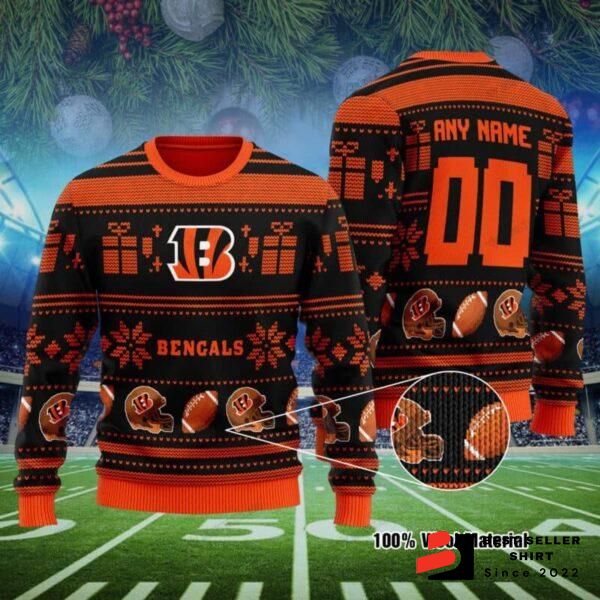 Cincinnati Bengals Logo Xmas Gift Bengals Team Ugly Christmas Sweater Custom Holiday 1