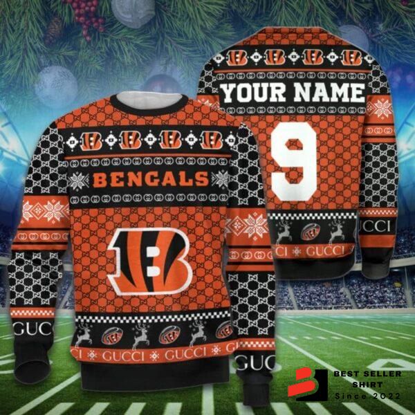 Cincinnati Bengals Logo Xmas Gift Bengals Team Ugly Christmas Sweater Custom Unisex Sweater 1