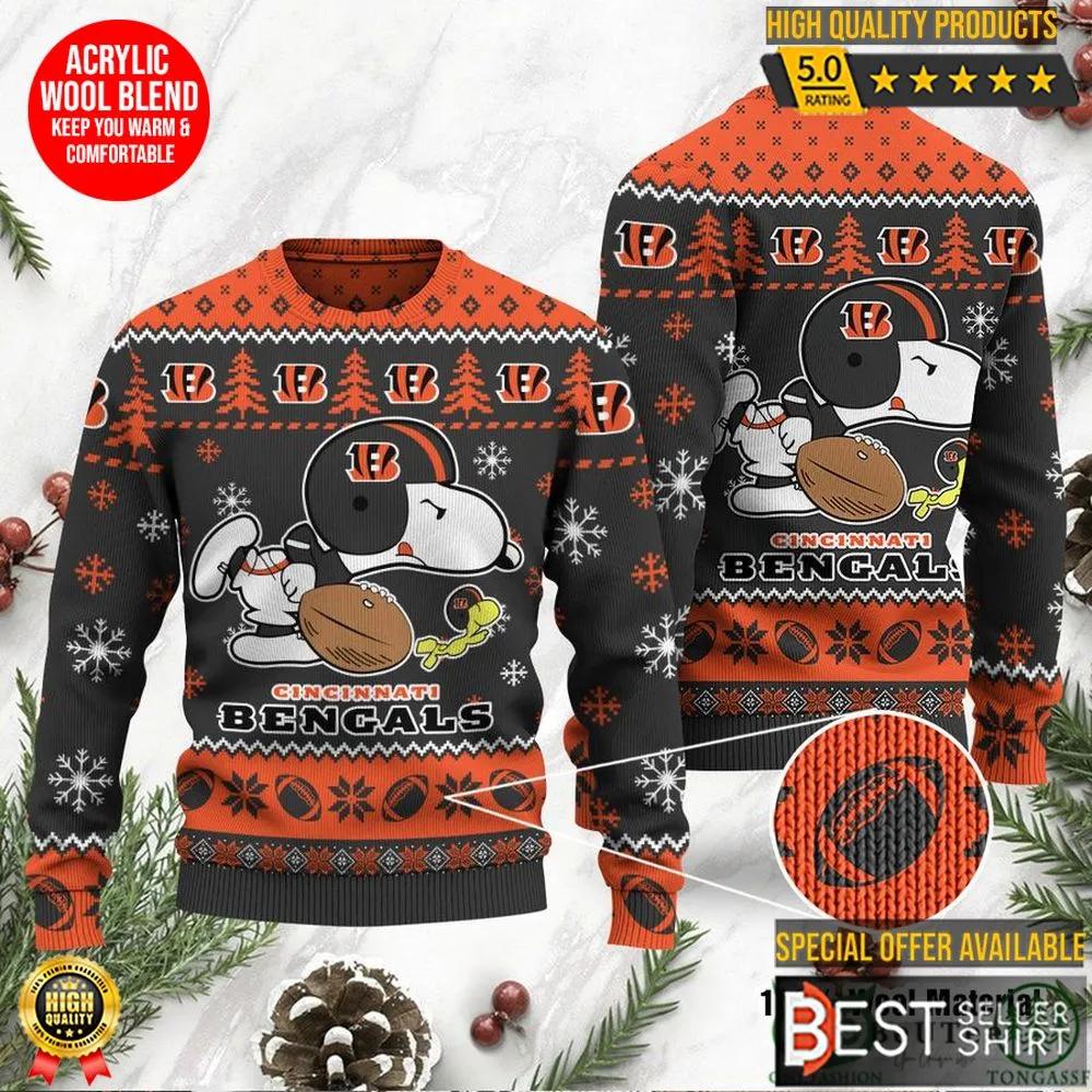 Cincinnati Bengals Logos American Football Snoopy Dog Christmas Ugly Sweater 1