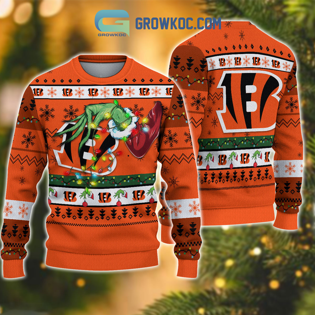 Cincinnati Bengals NFL Grinch Christmas Ugly Sweater2B1 XuRvm