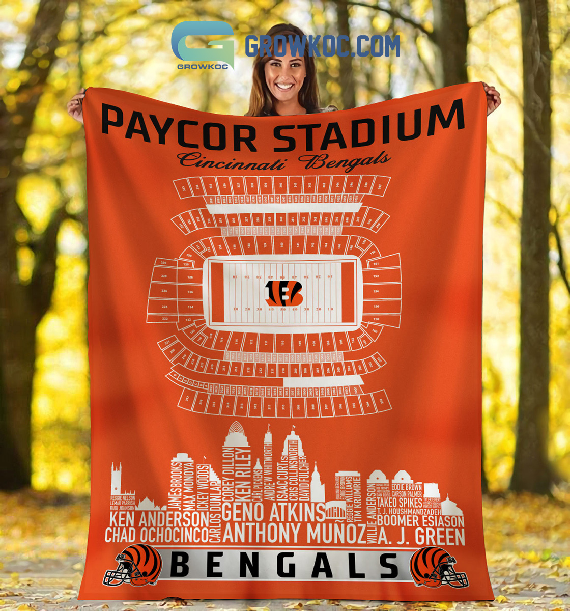 Cincinnati Bengals Paycor Stadium Fleece Blanket Quilt2B1 BXX0I