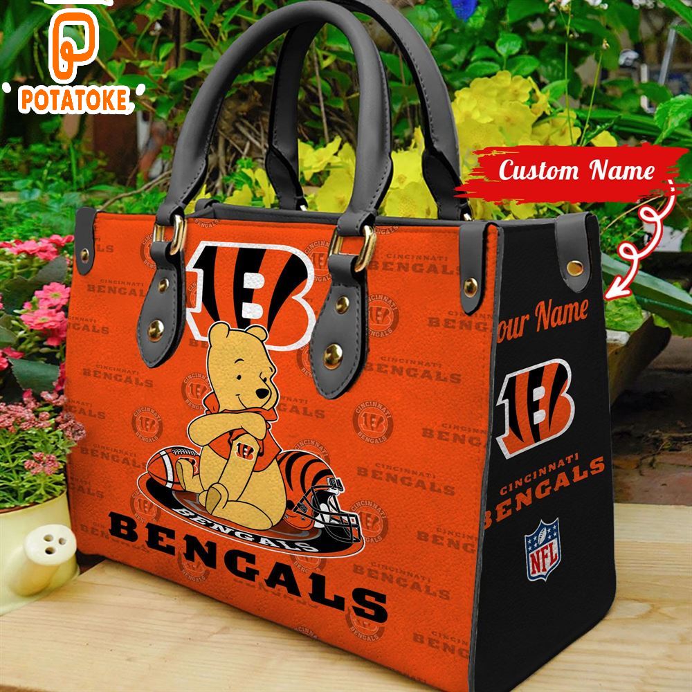 Cincinnati Bengals Pooh Bear Women Leather Hand Bag