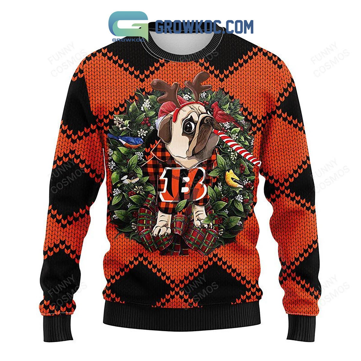 Cincinnati Bengals Pub Dog Christmas Ugly Sweater2B1 vJ9ZF