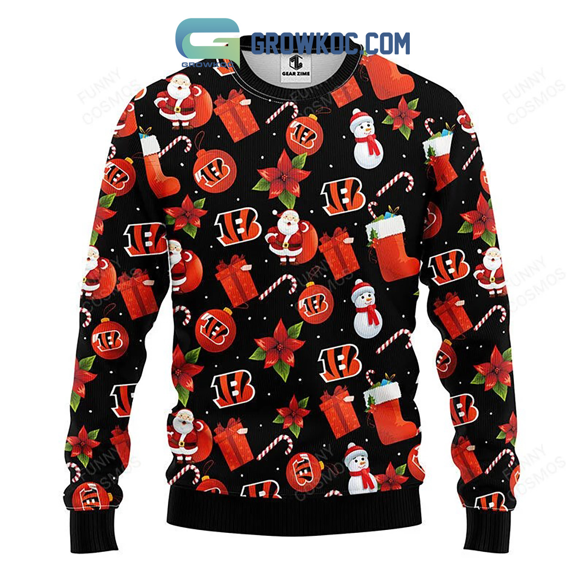 Cincinnati Bengals Santa Claus Snowman Christmas Ugly Sweater2B1 rvh0K