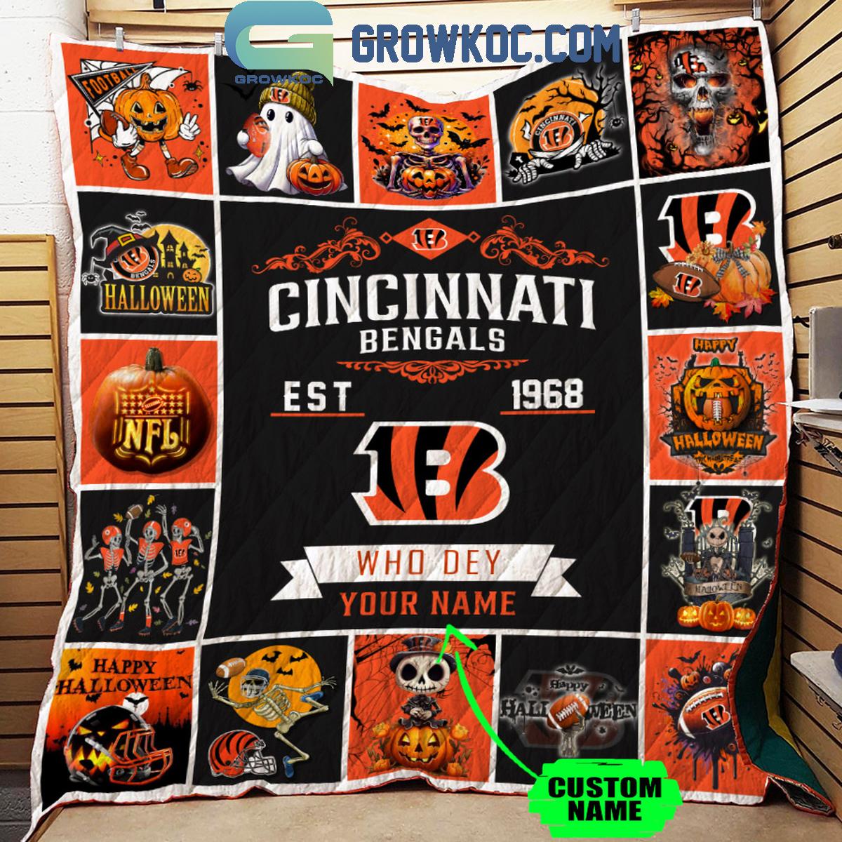 Cincinnati Bengals Who Dey Est. 1968 Personalized Fleece Blanket Quilt 1 pVvMs