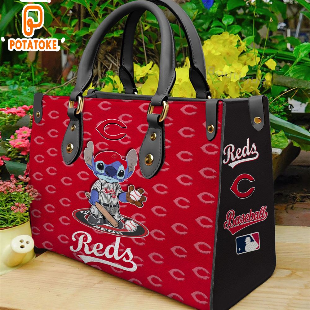 Cincinnati Reds Stitch Women Leather Hand Bag