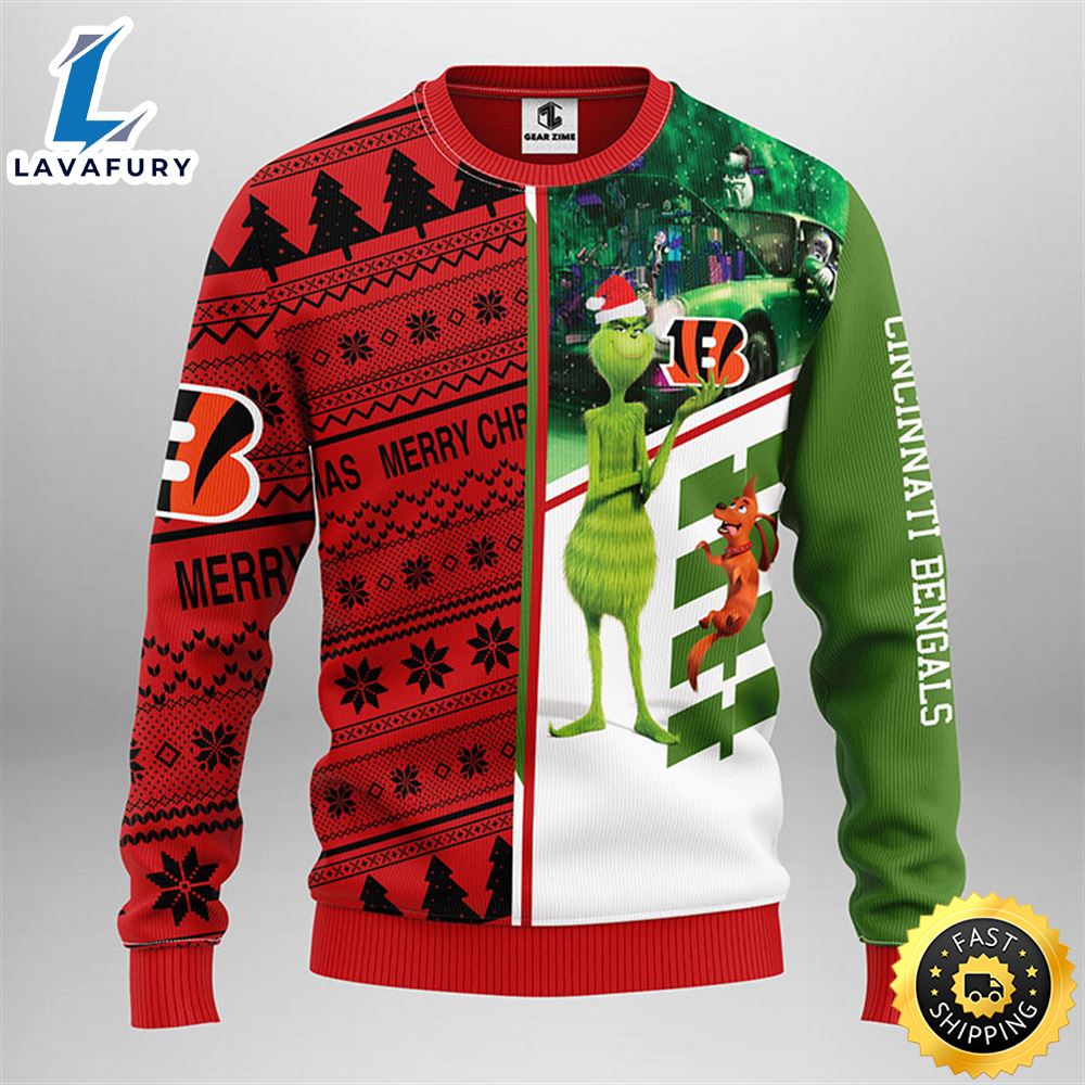 Cincinnati Bengals Grinch Scooby Doo Christmas Ugly Sweater 1 uikyiw