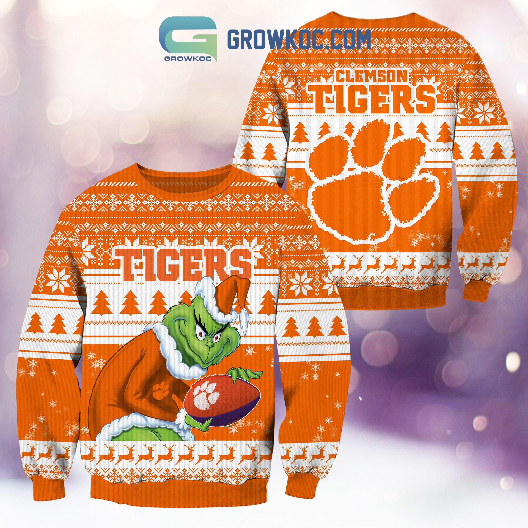 Clemson Tigers Grinch NCAA Christmas Ugly Sweater2B1 Xhsss