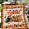 Clemson Tigers NCAA Football Welcome Fall Pumpkin Halloween Fleece Blanket Quilt2B1 Vc2bD