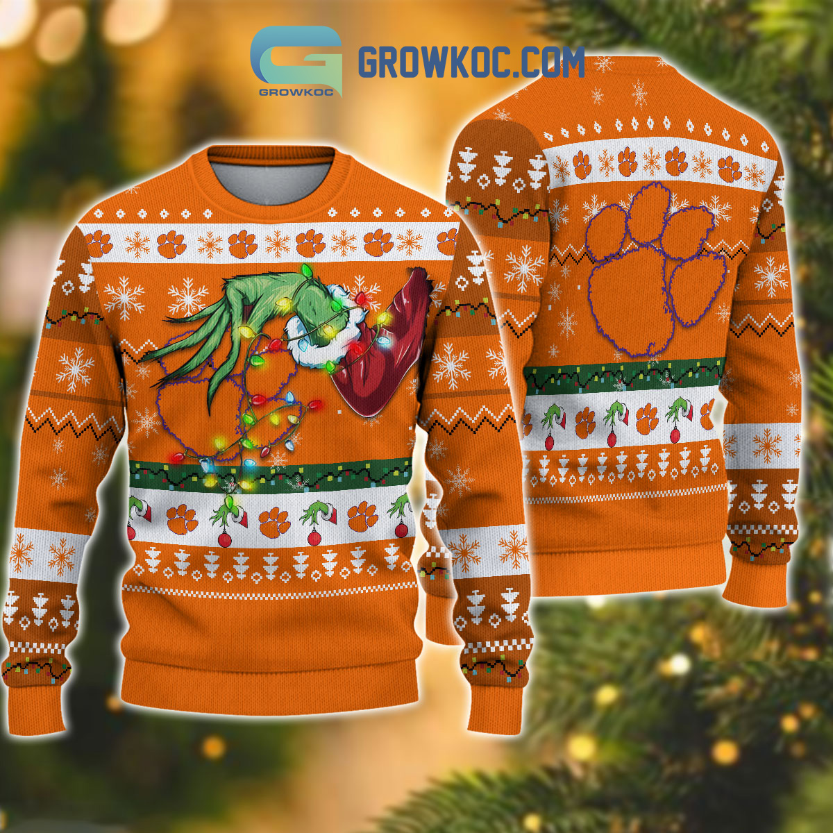 Clemson Tigers NCAA Grinch Christmas Ugly Sweater2B1 AlaT2