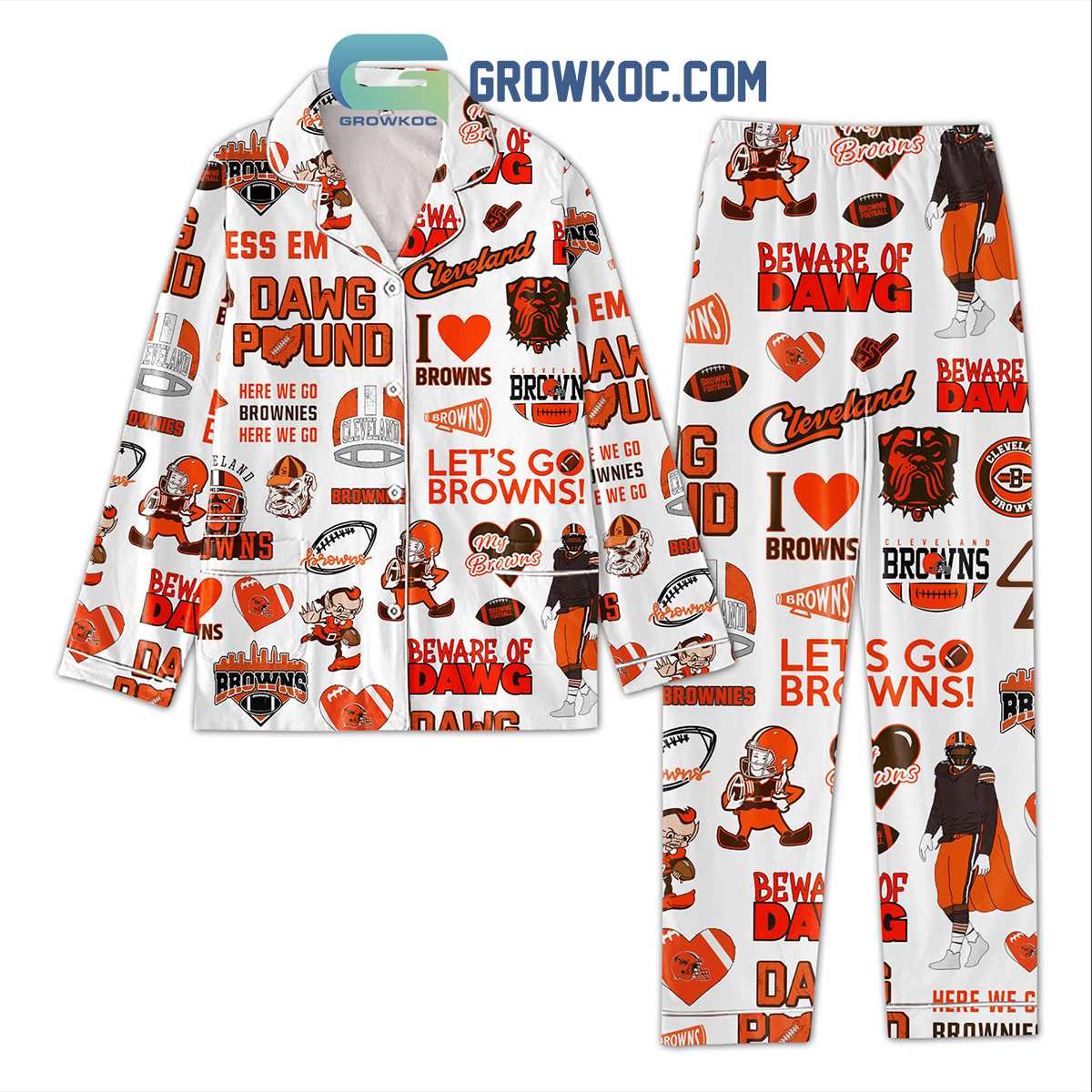 Cleveland Browns Beware Of Dawg Polyester Pajamas Set2B1 47SyZ