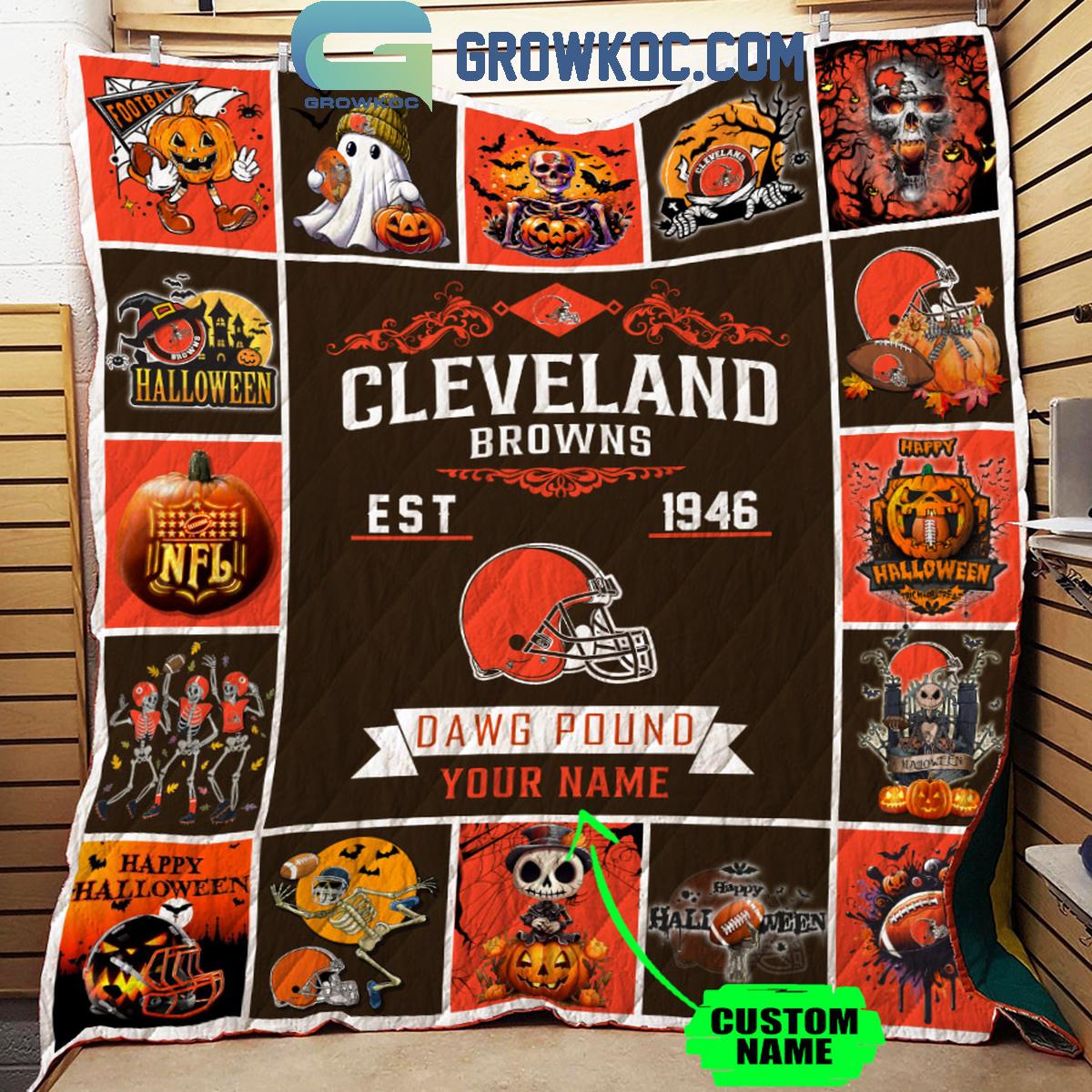 Cleveland Browns Dawgs Pound Est. 1946 Personalized Fleece Blanket Quilt 1 vMmkv