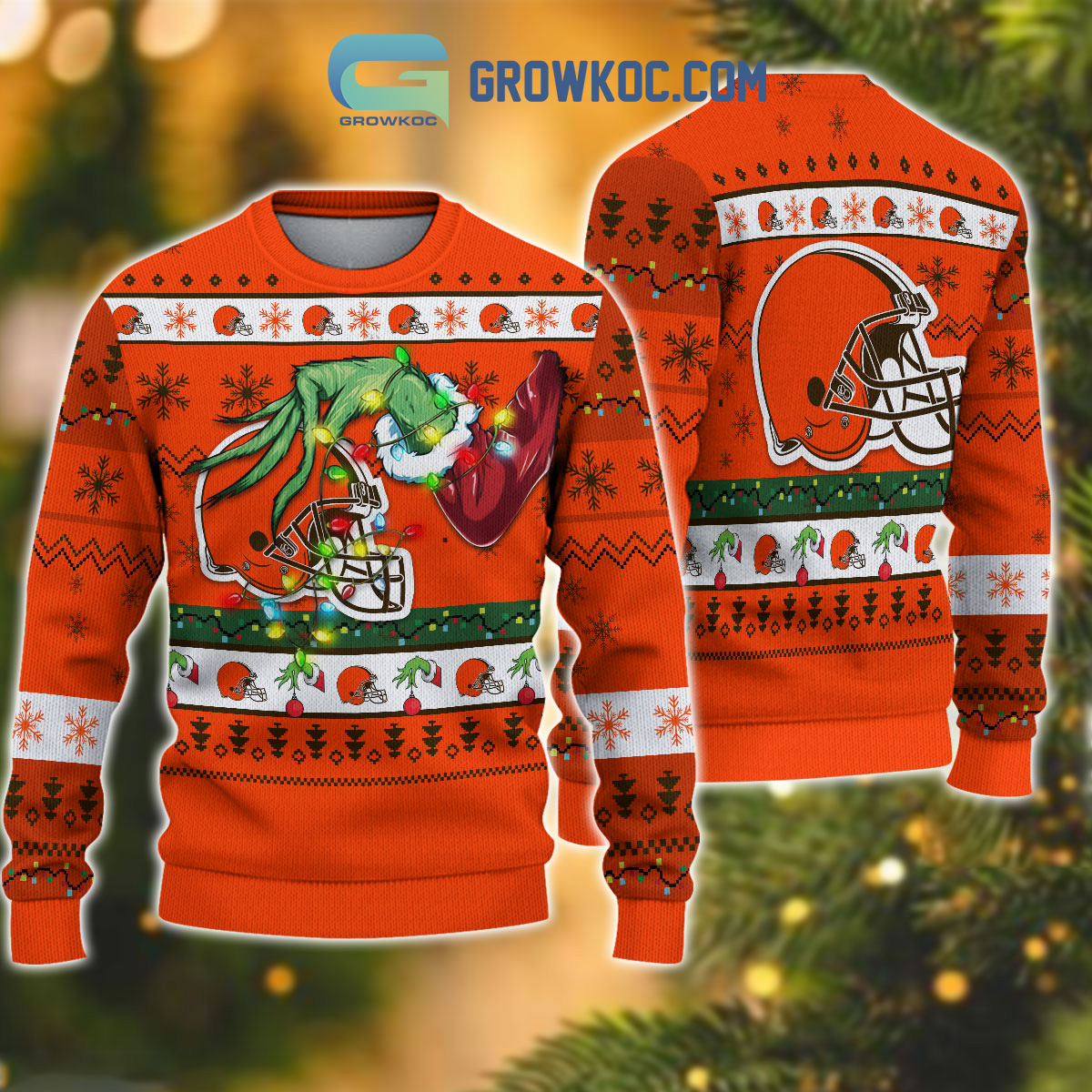 Cleveland Browns NFL Grinch Christmas Ugly Sweater2B1 Sdboh