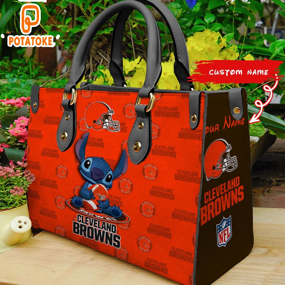 Cleveland Browns Stitch Women Leather Hand Bag