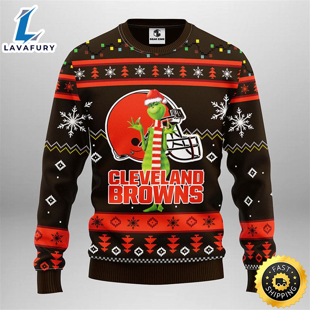 Cleveland Browns Funny Grinch Christmas Ugly Sweater 1 eihk5y